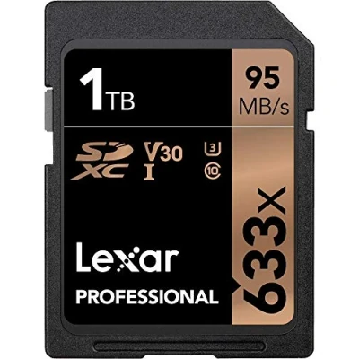 Abbildung von Lexar Professional 633x SD Karte 1TB, SDXC UHS I Speicherkarte, Bis zu 95 MB/s Lesen, für DSLR Mittelklasse, HD Camcorder, 3D Kameras (LSD1TCB633)