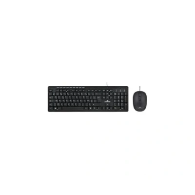 Abbildung von Bluestork kabelgebundene Tastatur und Maus ergonomisches Design 9 Multimedia Kurzkürzel Schwarz AZERTY Französisch