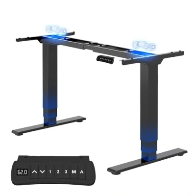 Abbildung von FLEXISPOT EC5B PRO Höhenverstellbarer Schreibtisch Elektrisch Tischgestell mit 2 starken Motoren, Super Belastung 160KG 3 Fach Teleskop Memory Steuerung und Softstart/ Stop (schwarz)