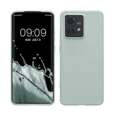 Abbildung von kwmobile Hülle kompatibel mit Motorola Edge 40 Neo weiches TPU Silikon Case Cover geeignet für kabelloses Laden Cool Mint