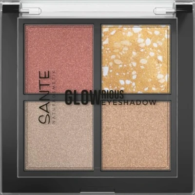 Abbildung von SANTE Naturkosmetik GLOWrious Eyeshadow 01 hochpigmentierte Farben für einen schimmernden Festival Look, Lidschatten vegan und tierversuchsfrei 6g