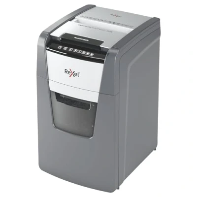 Abbildung von Rexel Optimum AutoFeed+ 130X Automatischer Aktenvernichter CH, 130 Blatt, Sicherheitsstufe P4, Partikelschnitt, für kleinere Büros, 44 Liter Abfallbehälter, mit Schweizer Netzstecker, 2020130XCH