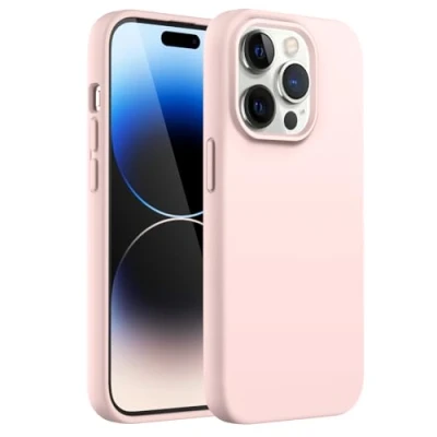 Abbildung von JETech Silikon Hülle für iPhone 14 Pro 6,1 Zoll, Ganzkörper Handyhülle mit Seidig Weicher Berühren, Stoßfest Schutzhülle Mikrofaser Futter (Rosa)
