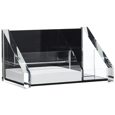 Abbildung von Wedo 605101 Butler Acryl Exclusiv, 3 Fächer, Zettelbox inkl. 150 Blatt Papier Rutschfeste Gummifüße, glasklar/schwarz