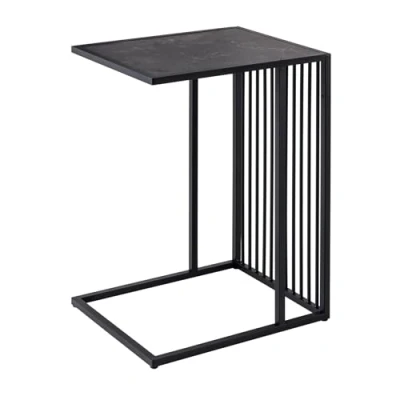 Abbildung von riess ambiente Beistelltisch ARCHITECTURE 65cm schwarz (Einzelartikel, 1 St), Wohnzimmer · Marmor Optik Metall Laptoptisch Industrial Design
