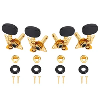 Abbildung von Ukulele Stimmwirbel, 2L2R Black Button Gold Bady Klassischen Stil Stimmwirbel Mechaniken für DIY, Spielzubehör