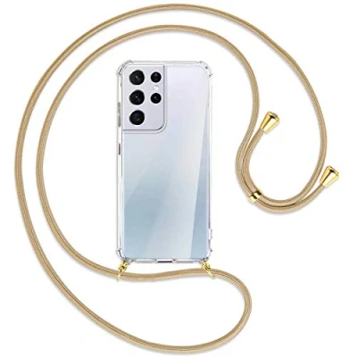 Abbildung von mtb more energy® Handykette kompatibel mit Samsung Galaxy S21 Ultra 5G (SM G998, 6.8&#039;&#039;) Caramel/Gold Smartphone Hülle zum Umhängen Anti Shock Full TPU Case