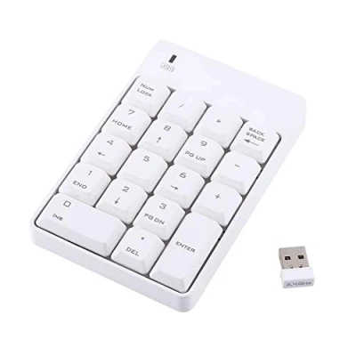 Abbildung von Sxhlseller Ziffernblock 2,4 GHz Wireless USB Zifferntastatur Zifferntasten Nummer 18 für Windows, Computer, Desktop, PC, Notebook(Weiß)