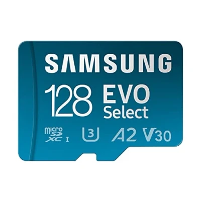 Abbildung von Samsung EVO Select (2024) microSD Karte + SD Adapter, 128 GB, Speicherkarte für Smartphone und Tablet, UHS I U3, 4K UHD, Full HD, 160 MB/s Lesen, MB ME128SA/EU