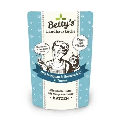 Abbildung von Betty ́s Landhausküche Katzennassfutter mit Känguru &amp; Borretschöl 12x 100g im Frischebeutel
