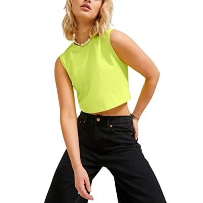 Abbildung von JACK&amp;JONES Damen JXALVIRA Slim SL Crop Every Tee JRS SN T Shirt, Lime Punch, M