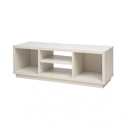Abbildung von Iris Ohyama, TV Möbel, Schrank, Bank, Halterung für Bildschirme bis zu 55 Zoll, 4 Regale, Kabelauslass, Schlafzimmer, Wohnzimmer Cabinet Standard OTS 125S Eiche weiß