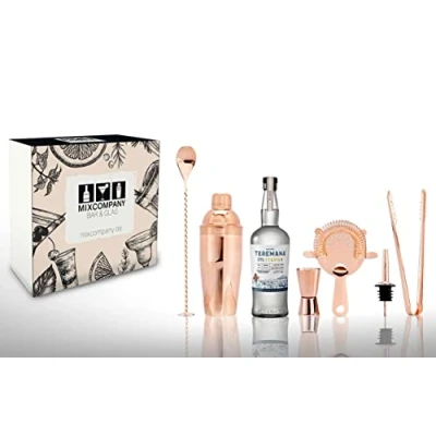 Abbildung von Teremana Silver Geschenkset Tequila Blanco 0,7L (40% Vol) mit 6 teiligem Barset Dwayne The Rock Johnson [Enthält Sulfite]