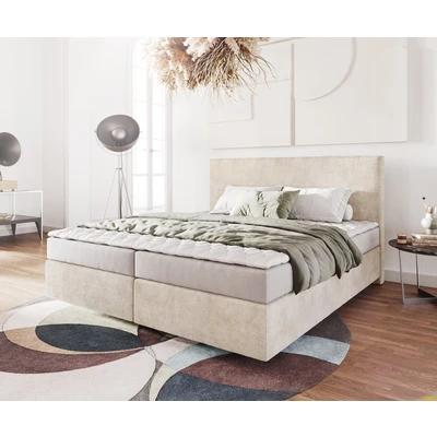 Abbildung von DELIFE Boxspringbett Dream Well, Cord Beige 180x200 cm mit Matratze und Topper