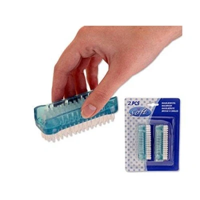 Abbildung von 2er Pack Nagelbürsten, transparent, ca. 9 cm lang, neon farben, Handbürste (2)