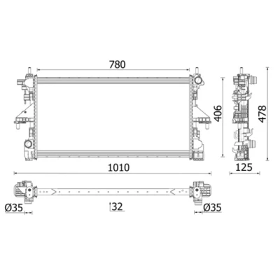 Abbildung von Kühler, Motorkühlung MAHLE ORIGINAL CR 2638 000P