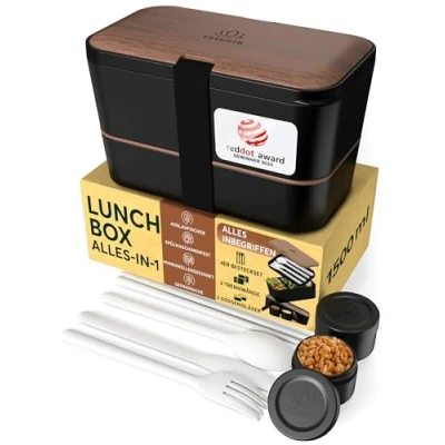 Abbildung von Umami Bento Lunchbox verschachtelbar 1500 ml All in One, Box Erwachsene, Mahlzeit Prep Container für Männer