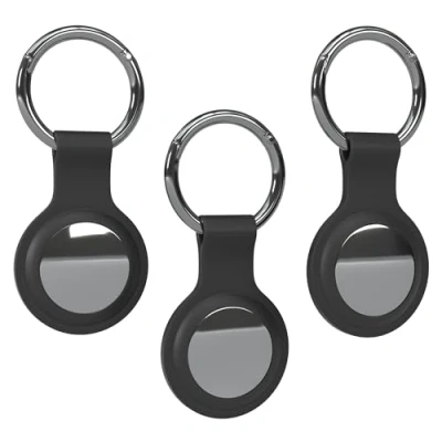 Abbildung von EAZY CASE Schlüsselanhänger für AirTag Anhänger 3er Pack Hülle Silikon Schwarz AirTags Schutzhülle Air Tracker mit Schlüsselring Tag Kinder, Katze, Hund