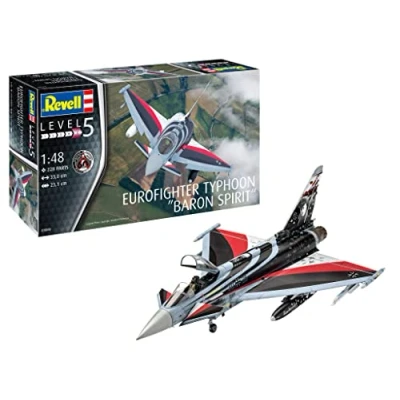 Abbildung von Revell RV03848 03848 Eurofighter Typhoon Baron Spirit, Flugzeugmodellbausatz 1:48, 33 cm originalgetreuer Modellbausatz für Experten, unlackiert, Mittel