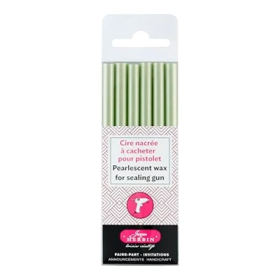 Abbildung von J.Herbin 35932T Packung mit 6 Wachsstangen für Pistole, ideal Bastelprojekte und Scrapbooking, weich, 1 Pack, mandelgrün