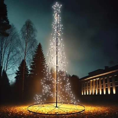 Abbildung von Lunartec Weihnachtsbaum Outdoor: LED Metall Tannenbaum, Stern, für außen, 180 cm, 500 LEDs, IP44 (Weihnacht Baum künstlich mit LED, Lichtpyramide)