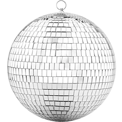 Abbildung von Spiegel Discokugeln mit hängendem Ring, aktualisierte 200 mm Glitzer Kugel, ideal für diskokugel Party oder DJ Tanz, Lichteffekt, Weihnachtsfoto Requisiten