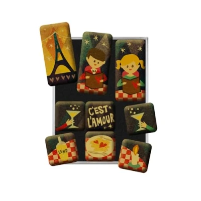 Abbildung von Nostalgic Art Retro Kühlschrank Magnete, 9 Stück, C’est L‘Amour Geschenk Idee für Nostalgie Fans, Magnetset Magnettafel, Vintage Design