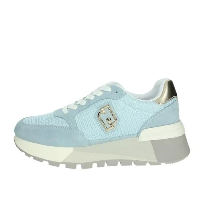 Abbildung von Liujo BA5049 Amazing Portofino Damen Sneakers aus Nubuk und hellblauem Stoff, hoher Keilabsatz, himmelblau, 36 EU