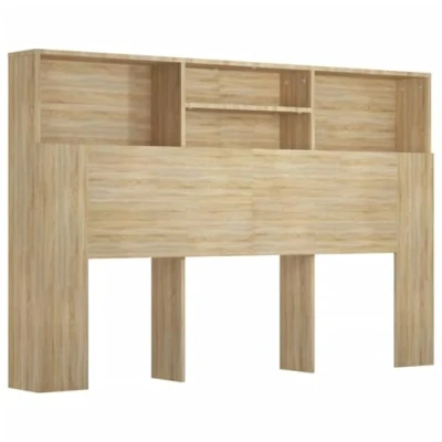 Abbildung von vidaXL Bett Kopfteil mit Ablagen Regal Wand Bücherregal Betthaupt Bettkopfteil Schlafzimmer Sonoma Eiche 160x19x103,5cm
