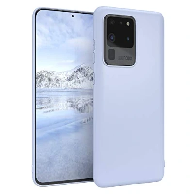 Abbildung von EAZY CASE Handyhülle Silikon mit Kameraschutz kompatibel Samsung Galaxy S20 Ultra / 5G in Himmelblau Blau, dünn, Slimcover, Silikonhülle, Hülle, Softcase, Backcover