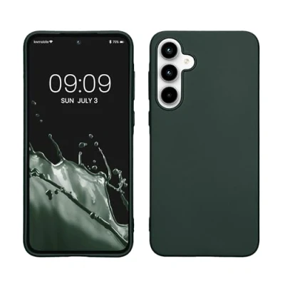 Abbildung von kwmobile Case kompatibel mit Samsung Galaxy A35 Hülle Schutzhülle aus Silikon metallisch schimmernd Handyhülle Metallic Petrol
