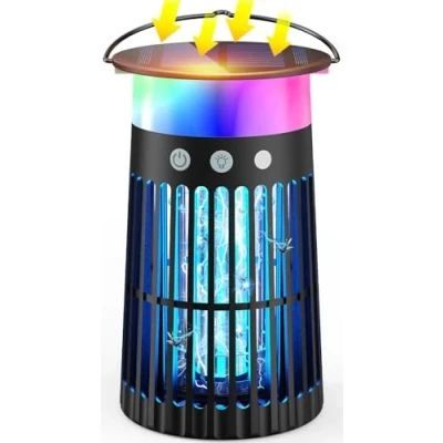 Abbildung von Anysun Solar Insektenvernichter, Mückenfalle Wasserdichter Fliegenfalle Elektrisch, Wiederaufladbarer Mückenlampe, Insektenvernichter Elektrisch für Drinnen, Hinterhof, Terrasse, Garten, Camping