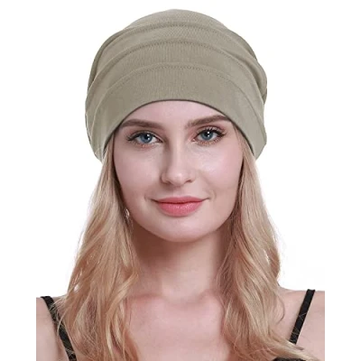 Abbildung von osvyo Baumwolle Chemo Hüte Soft Caps Krebs Kopfbedeckungen für Frauen Haarausfall versiegelt Verpackung WARMES GRAU