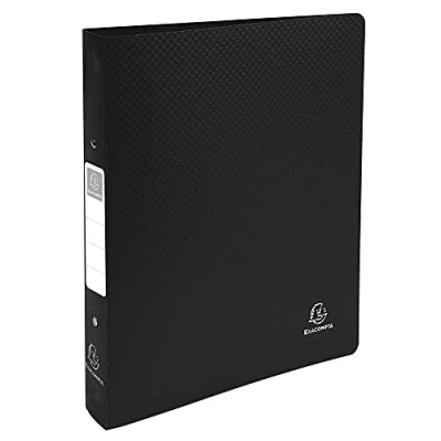Abbildung von Exacompta 54391E Premium Ringbuch OPAK DIN A4 aus festem Kunststoff mit 2 Ringen 40 mm breit schwarz ideal für Schule und Büro Ringhefter Ringordner Ringbuchordner