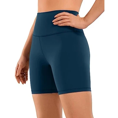Abbildung von CRZ Yoga Naked Feeling Damen Radlerhose Blickdicht Hohe Taille Kurze Sporthose Sommer Shorts für Gym Sport 15cm FRANZÖSISCHE Marine 34