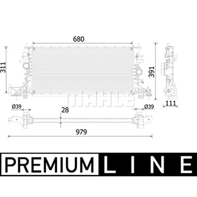 Abbildung von MAHLE ORIGINAL CR 2251 000P Kühler, Motorkühlung Aluminium 680mm 311mm 28mm mit Sensor Kühlrippen gelötet OPEL: Astra K Sports Tourer