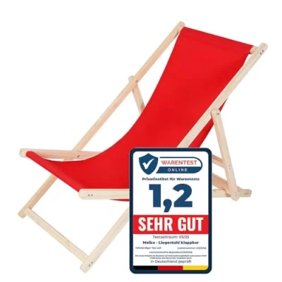 Abbildung von Melko Gartenstuhl Strandliege Liegestuhl Gartenliege Holz Freizeitliege Campingliege (Stück, 1 St), Inkl. Sicherung gegen ungewolltes Zusammenklappen