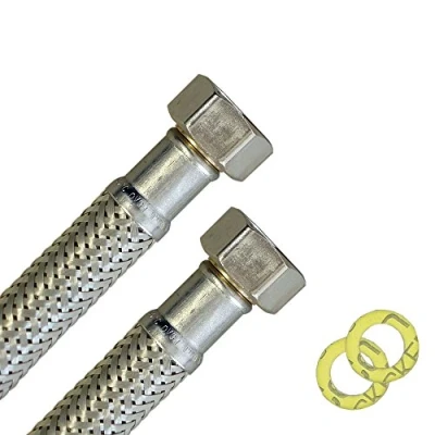 Abbildung von H2O Flex® Panzerschlauch 1/2&quot;ÜM x 1/2&quot;ÜM, Flexschlauch DN13 für Sanitär mit Trinkwasserzulassung, 30cm 2m