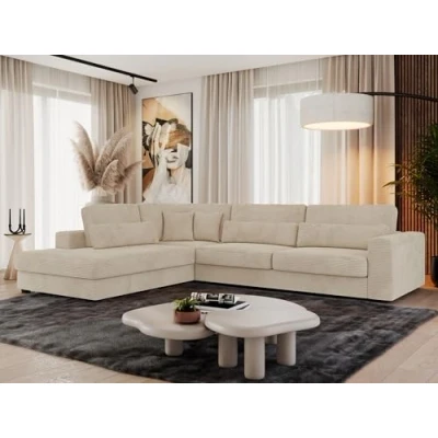 Abbildung von MKS MEBLE Ecksofa Sofa L Form Beige Cord, Wohnlandschaft Form, Couch Sofagarnitur Couchgarnitur Polsterecke, Breite: 316 cm Savona Cord Links