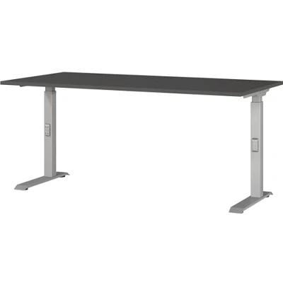 Abbildung von Germania Schreibtisch 7911 640, in Graphit/Silber, me. höheneinst., 160 x 91 80 cm (BxHxT)
