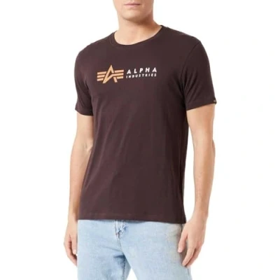 Abbildung von Alpha Industries Label Tshirt print, Herren, Größe: XXL, Hunter brown