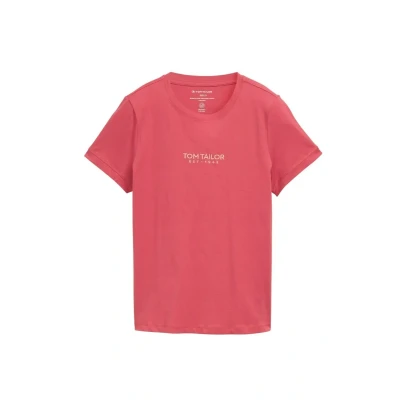 Abbildung von TOM Tailor LOGO Embroidery Tshirt print, Damen, Größe: Medium, Berry red