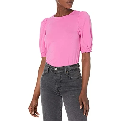 Abbildung von Amazon Essentials Damen Kurzärmliges T Shirt mit Puffärmeln und Rundhalsausschnitt in klassischer Passform, Kräftiges Rosa, XS