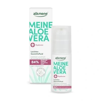 Abbildung von alkmene Aloe Vera Gesichtsfluid mit Hyaluron 50 ml Gel Gesicht für normale bis trockene Haut Feuchtigkeitscreme vegan