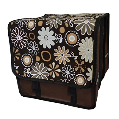 Abbildung von Aves 24 FAHRRADTASCHE Satteltasche Gepäckträgertasche Doppel Fahrrad 26&quot; 28&quot;, 12. Duo Blumen (braun)