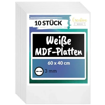 Abbildung von Creative Deco Bastelnaturmaterial 10x MDF Platten 600 x 400 3 mm Dünne Holzplatten, (10 tlg), Perfekt für Laser, CNC Router, Modellierung, Laubsäge