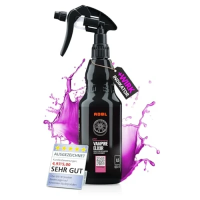 Abbildung von ADBL Vampire Elixir (500ml) Felgenreiniger &amp; Flugrostentferer säurefreier Reiniger mit Wirkindikator für alle Felgentypen wie Alufelgen, Stahlfelgen Chromfelgen schonender Auto Lackreiniger