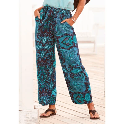 Abbildung von Vivance Palazzohose, (mit Bindegürtel), und Paisleyprint, elastischer Bund, Schlupfhose, Stoffhose