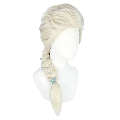 Abbildung von Topcosplay Prinzessin Perücke, Perücke Blond für Damen und Kinder Zöpfe Geflochten Cosplay Halloween Kostüm Karneval