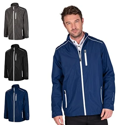 Abbildung von Insel Grün Herren Golf Full Zip wasserdichte Jacke Marine/Weiß M